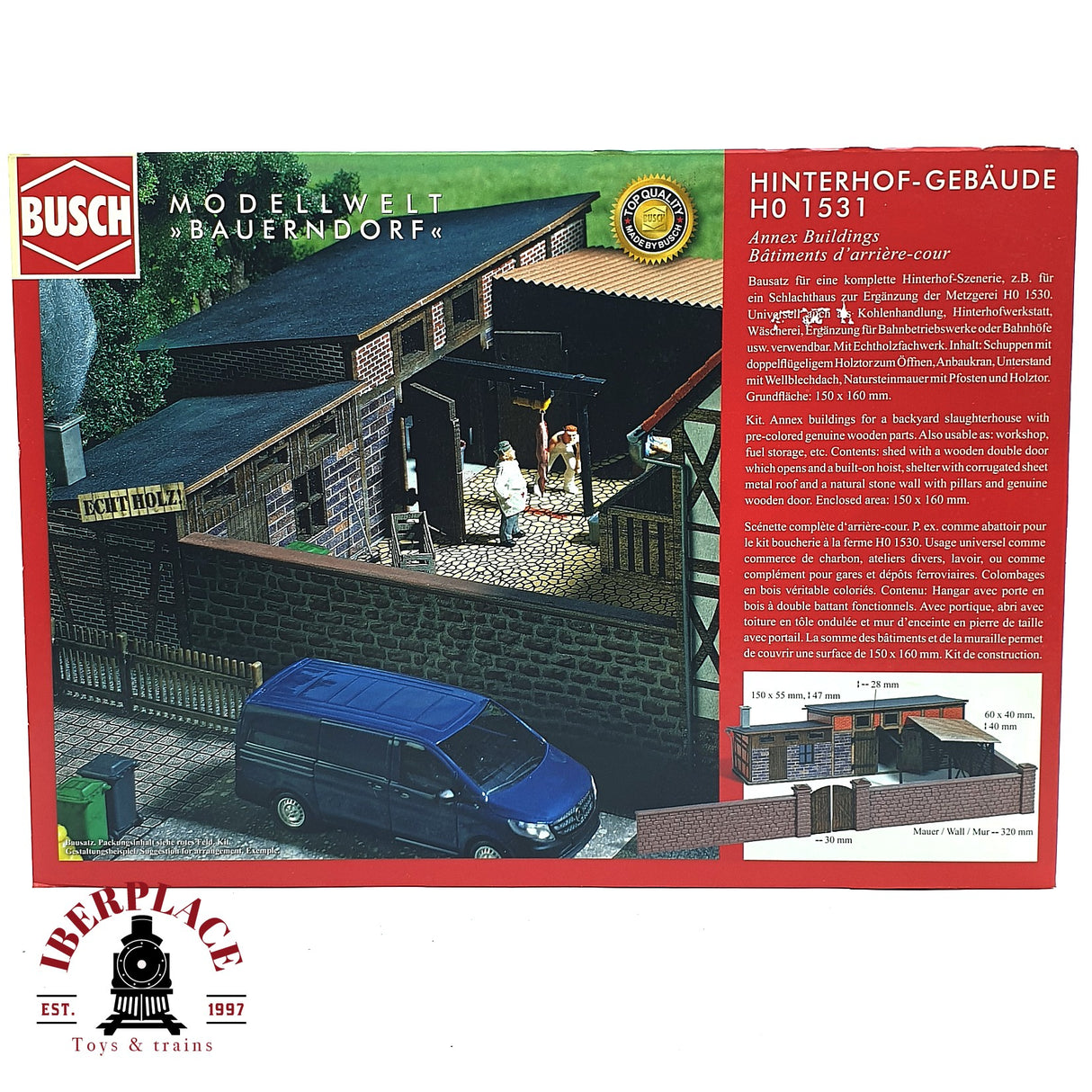 💡 Busch 1531 Edificio del patio trasero Carnicería Kit de montaje H0 escala 1:87 E18
