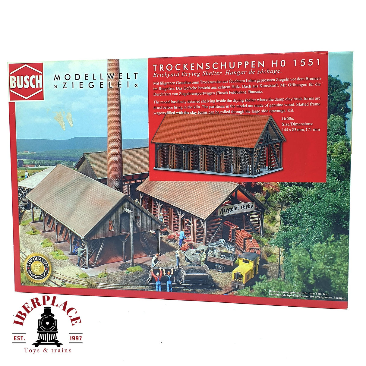 💡 Busch 1551 Cobertizo de secado de la fábrica de ladrillos Kit de montaje H0 escala 1:87 E18