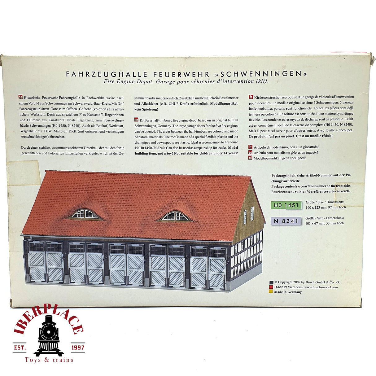 💡 Busch 1451 Garaje de vehículos del cuerpo de bomberos Kit de montaje H0 escala 1:87 E18