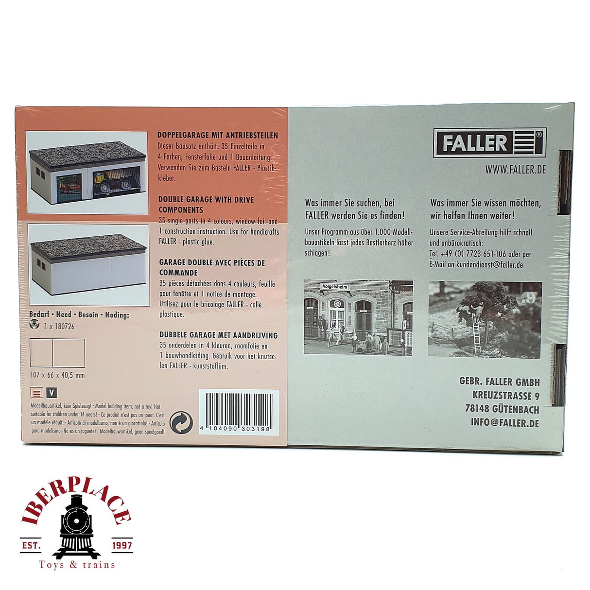 💡 Faller 130319 Garaje doble con sistema de apertura automática Kit de montaje H0 escala 1:87 E18