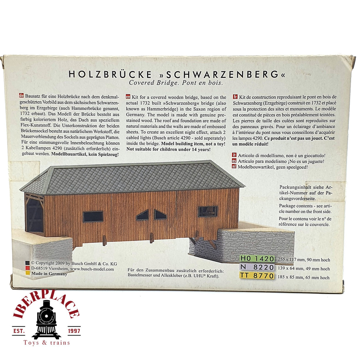 💡 Busch 1420 Puente de madera de Schwarzenberg Kit de montaje H0 escala 1:87 E18