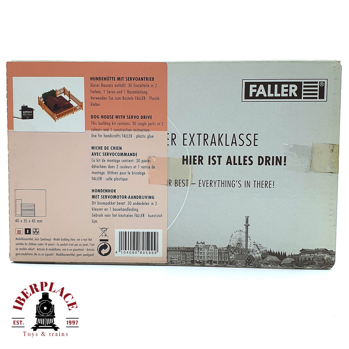 💡 Faller 180599 Caseta para perros con accionamiento servo Kit de montaje H0 escala 1:87 E18