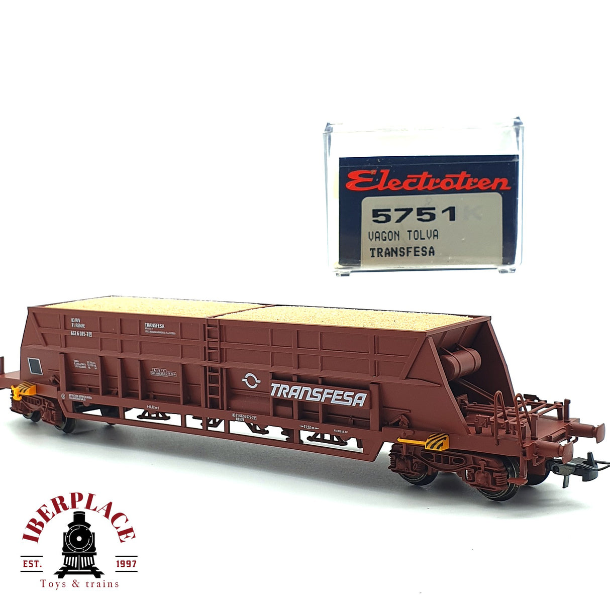 💡DC Electrotren 5751 vagón Tolva Transfesa con gravilla RENFE H0 escala 1:87 A22