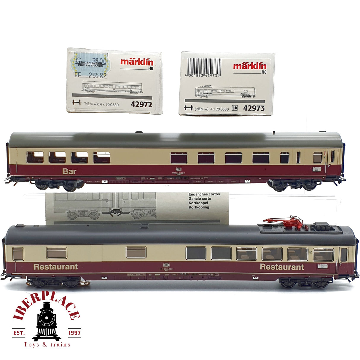 ♻️ Märklin 2x 42972/73 vagones pasajero Bar y restaurante DB H0 escala 1:87 A27