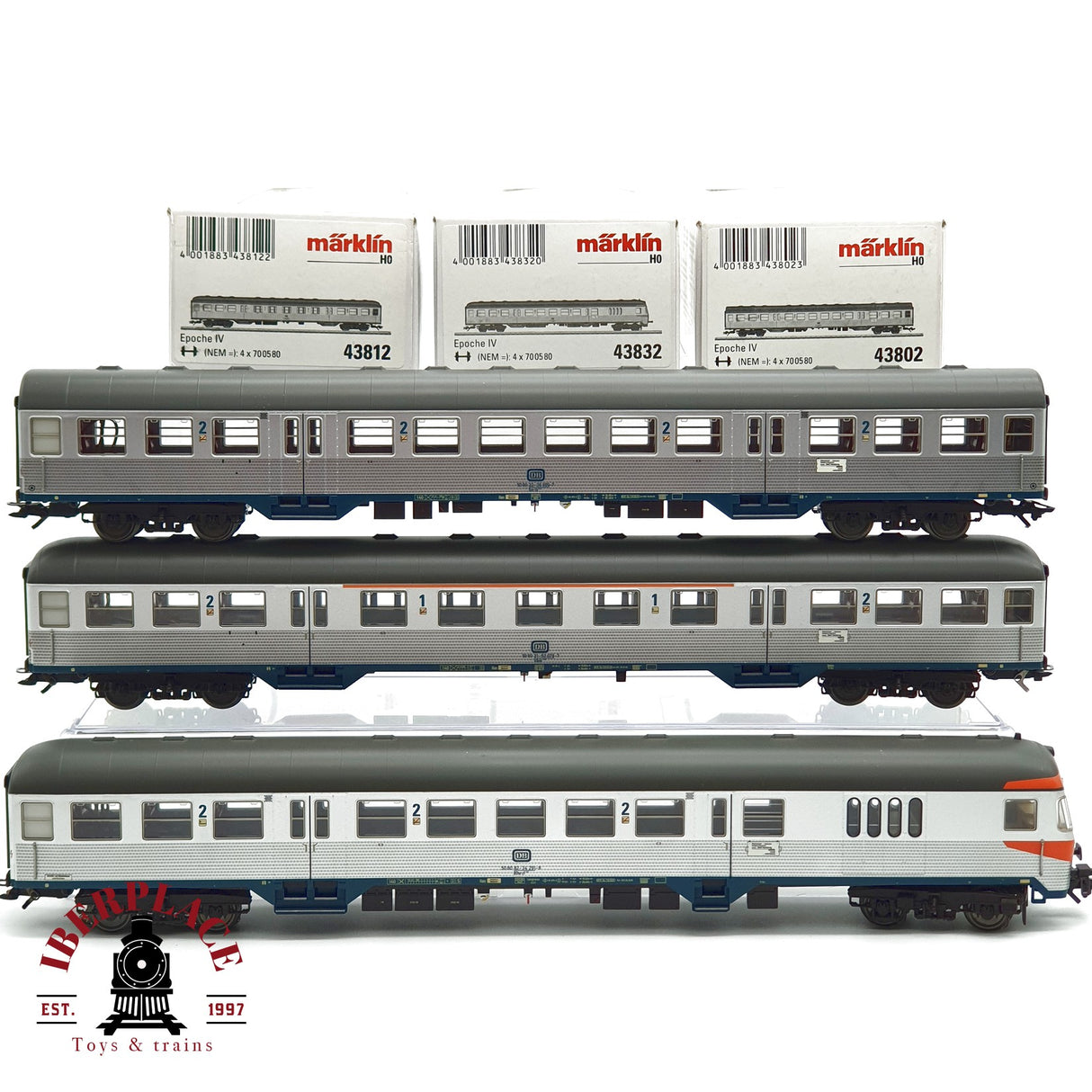 ♻️ Märklin 3x vagones pasajero y vagón piloto Silberling DB H0 escala 1:87 A27