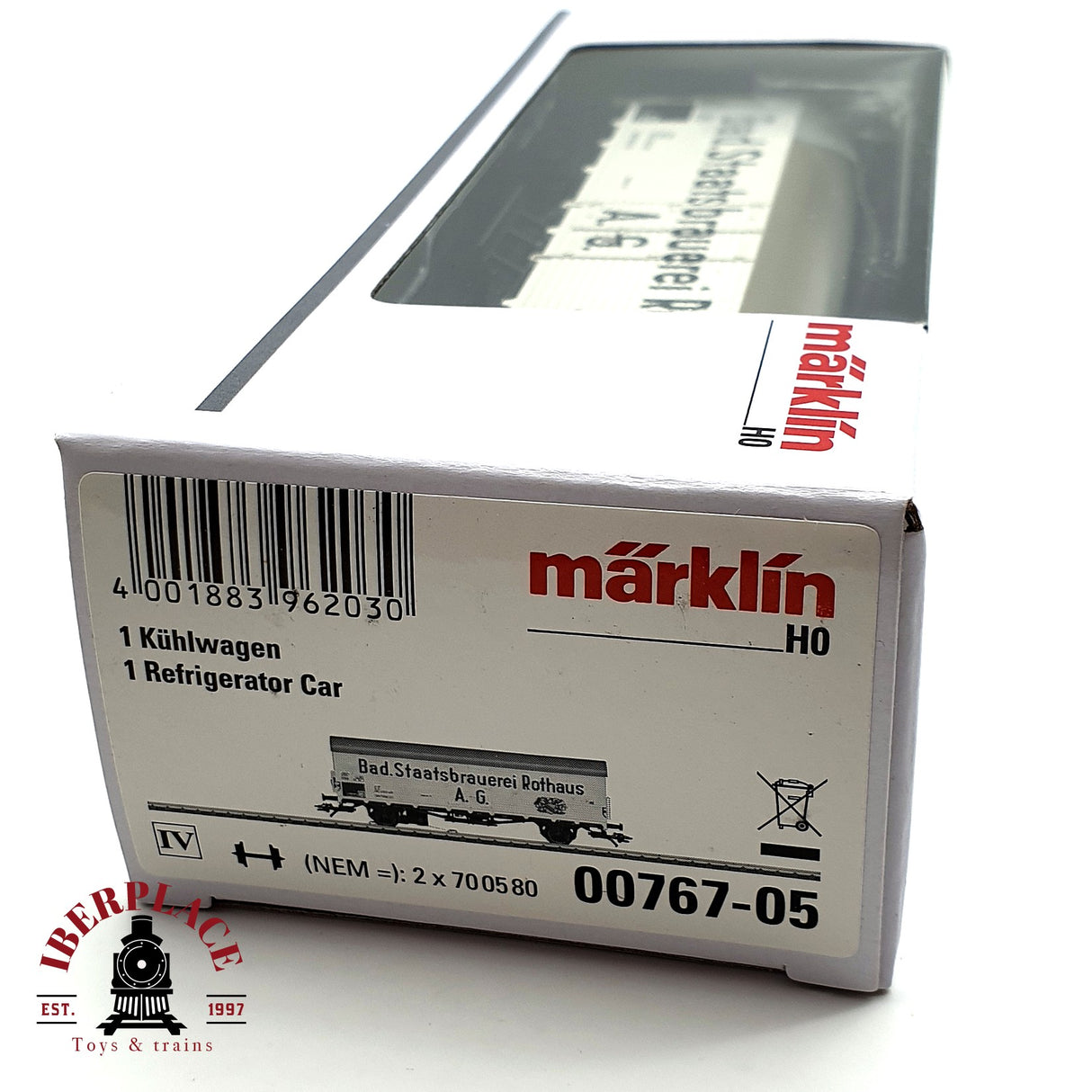 ♻️🔒 Märklin 00767 vagon de mercancias frigorífico Luces de cola rojas DB H0 escala 1:87