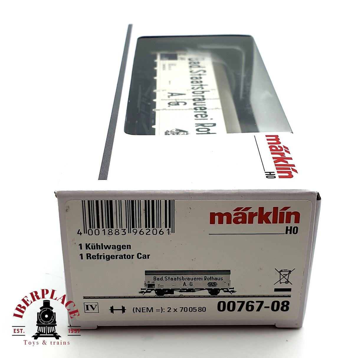 ♻️🔒 Märklin 00767 vagon de mercancias frigorífico Luces de cola rojas DB H0 escala 1:87