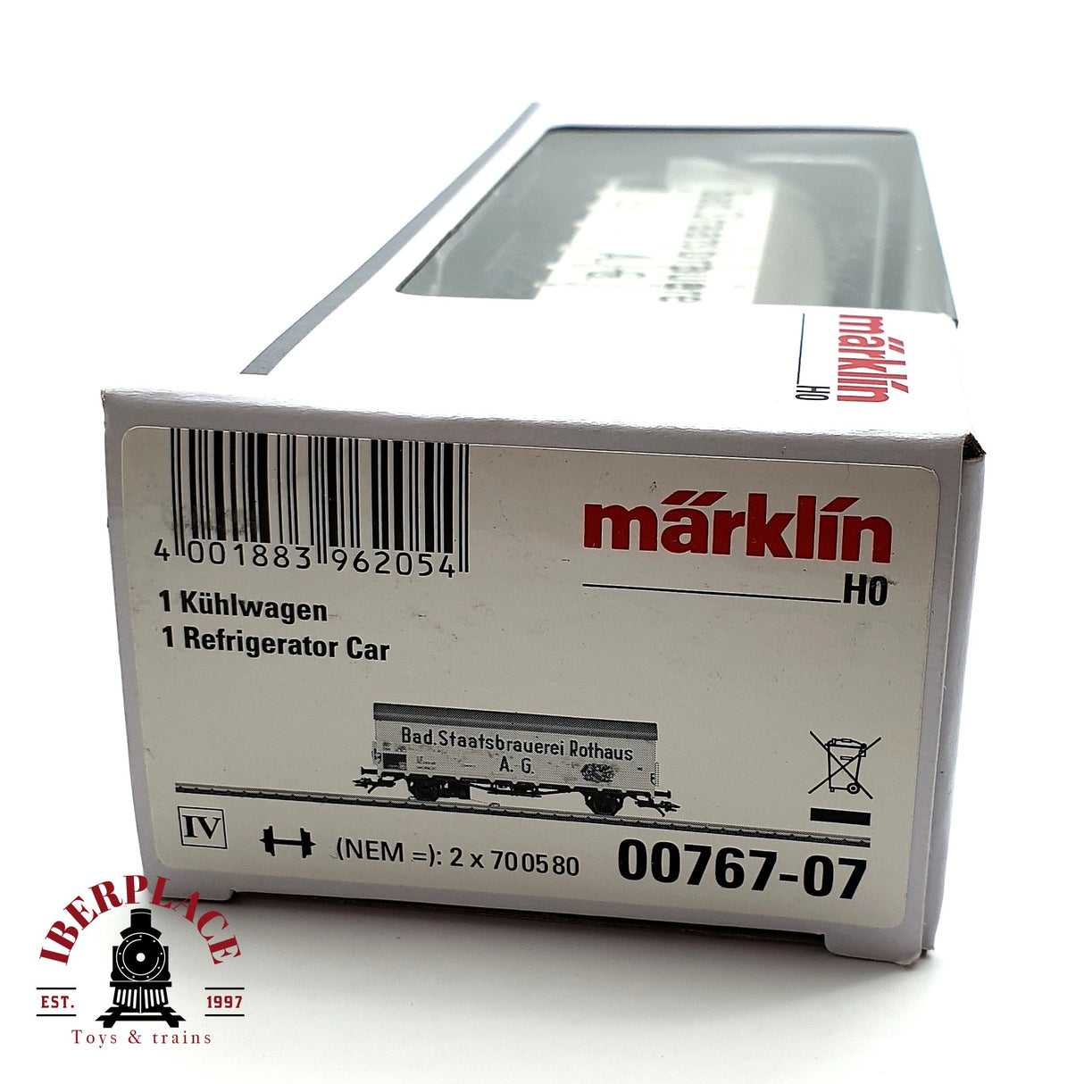 ♻️🔒 Märklin 00767 vagon de mercancias frigorífico Luces de cola rojas DB H0 escala 1:87