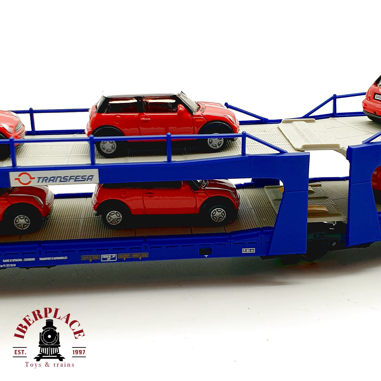 ♻️ Electrotren 6020 Vagon porte-autos TRANSFESA Hispanauto 8 Mini Cooper H0 1:87 DC