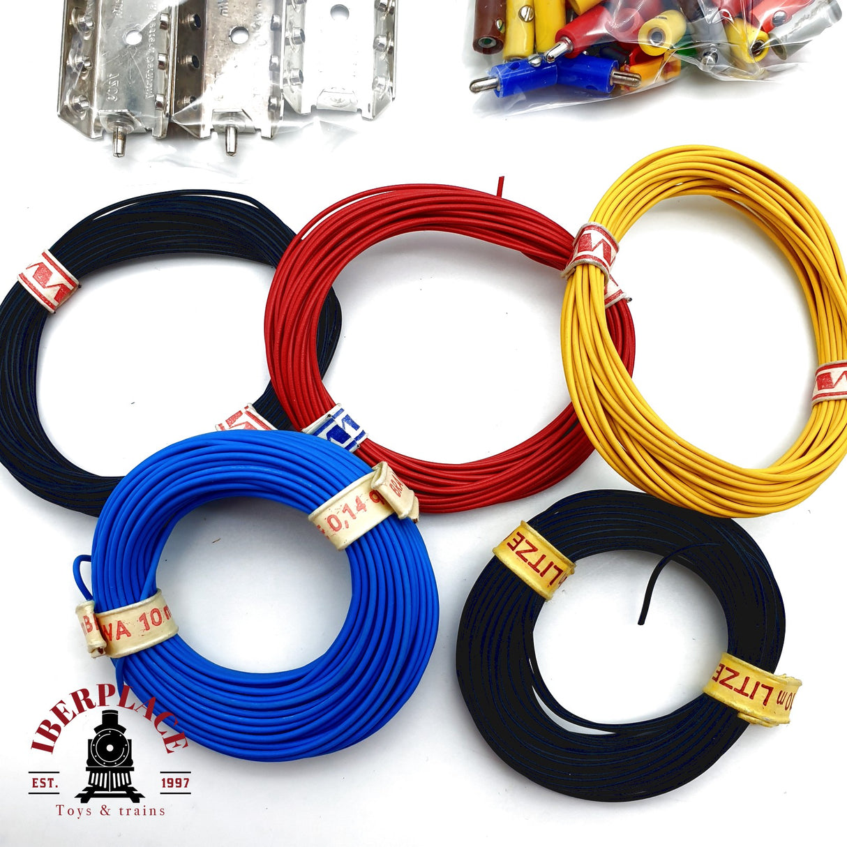 ♻️ Märklin Lote electrónico de cables placas de distribución y clavijas hembra macho H0 escala 1:87 E20