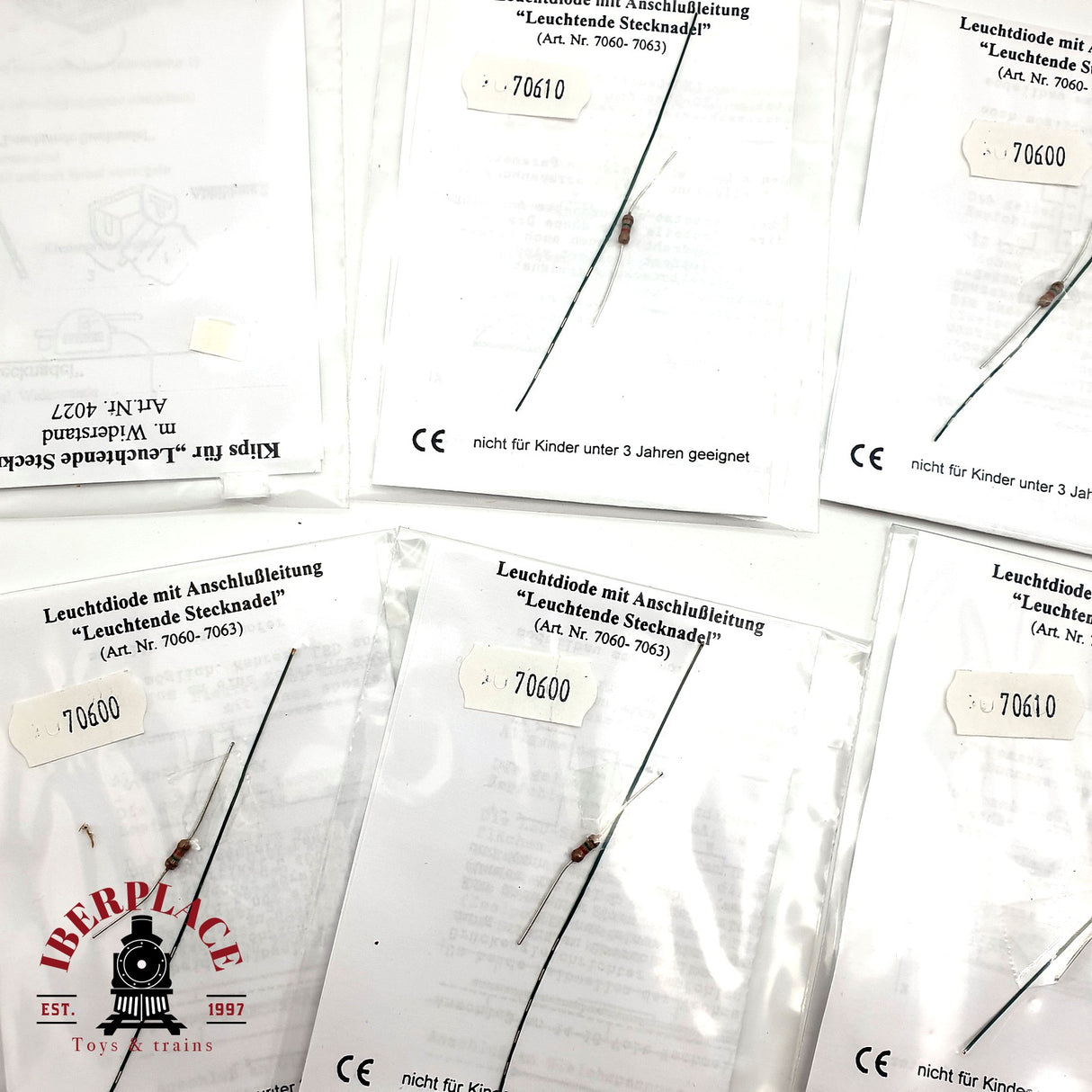 ♻️ 12x Diodo luminoso con cable de conexión H0 escala 1:87 E19