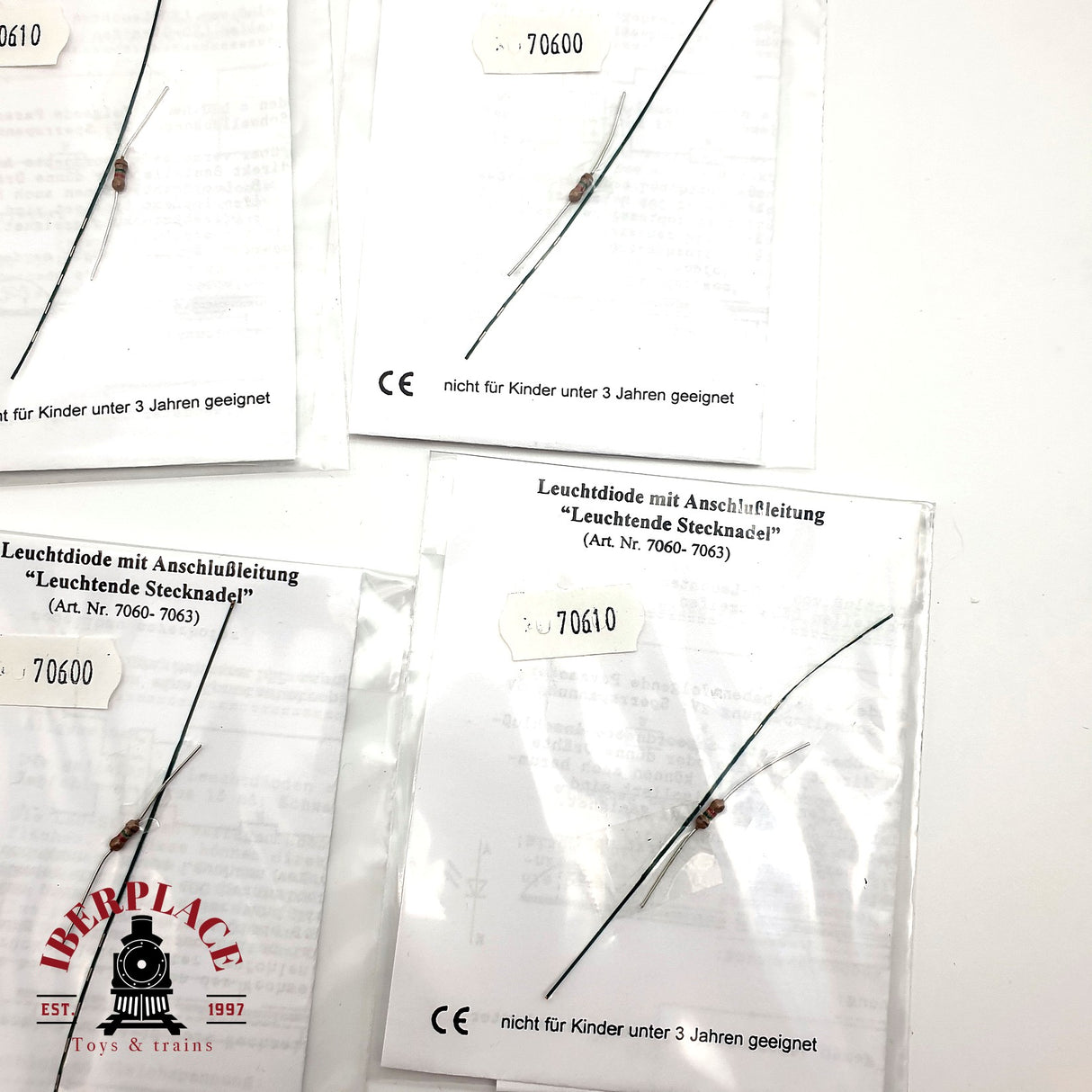 ♻️ 12x Diodo luminoso con cable de conexión H0 escala 1:87 E19