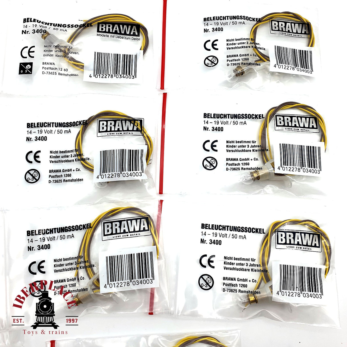 ♻️ 11x BRAWA 3400 Bombillas 14-19 Volt 50 mA H0 escala 1:87 E19