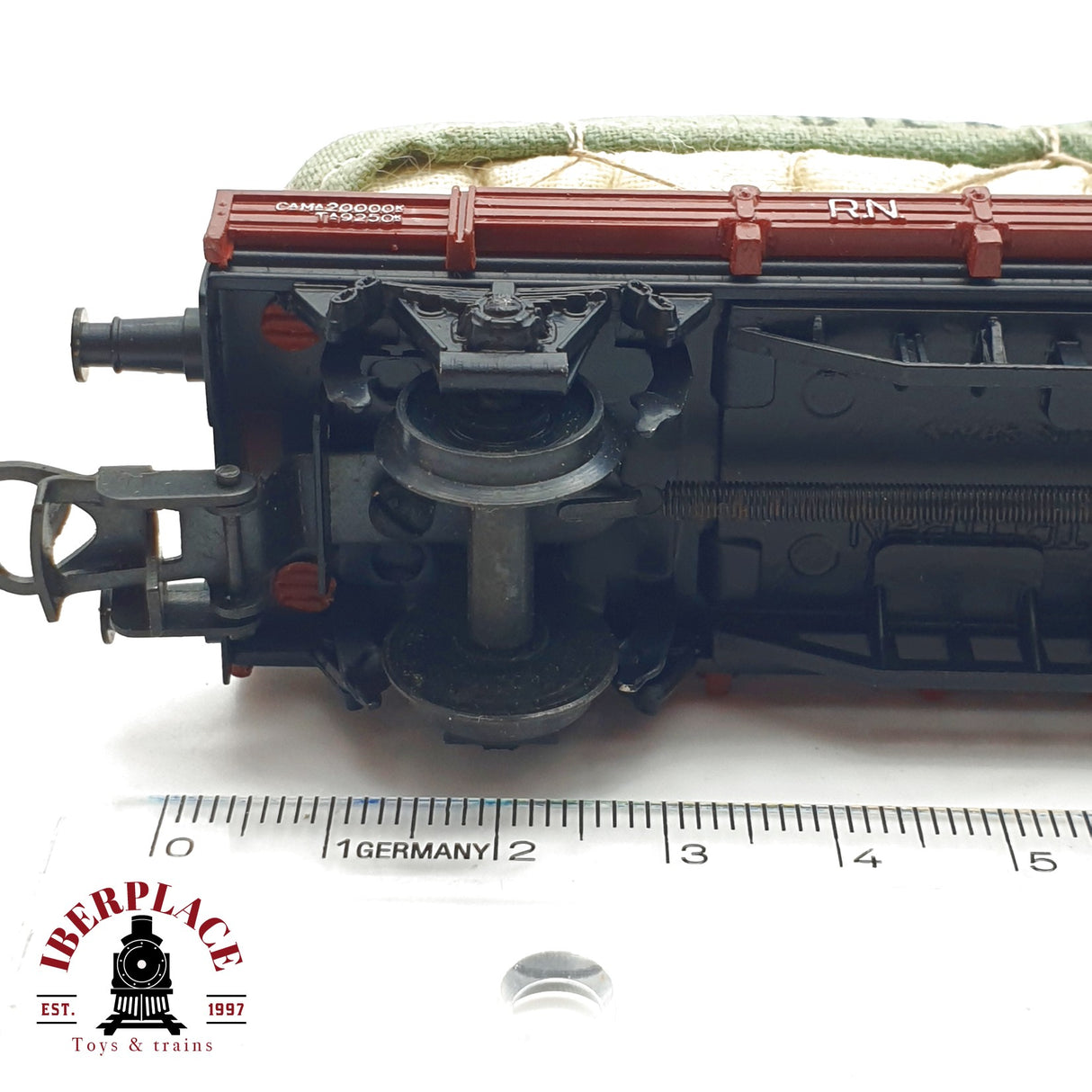 ♻️ Electrotren 1000 vagón plataforma Toldos Roldan Bilbao RENFE H0 escala 1:87 A27 1/2