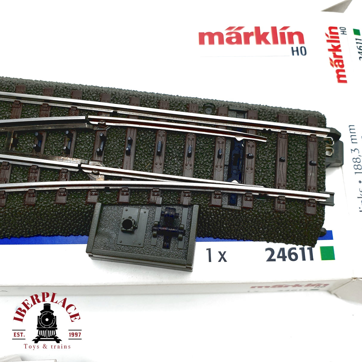 ♻️ Märklin 2x 24611 74490 Desvío a la izquierda y motor para desvío H0 escala 1:87 E20 4/4