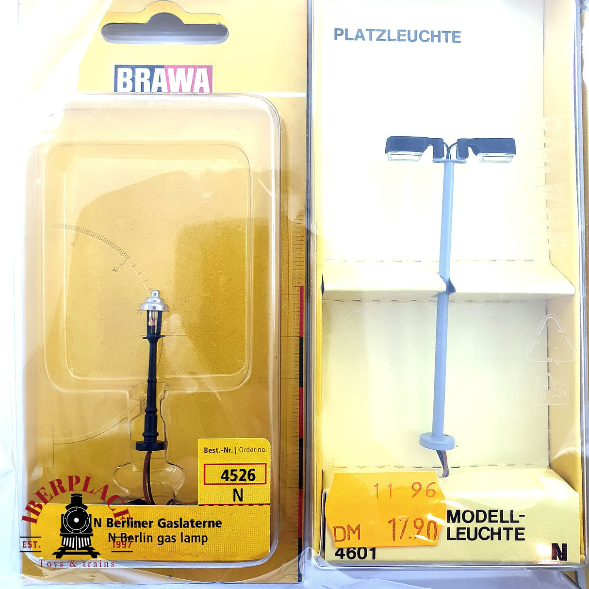 ♻️ 7x BRAWA Farolas de gas, Farolas de exterior, relojes N escala 1:160 E19
