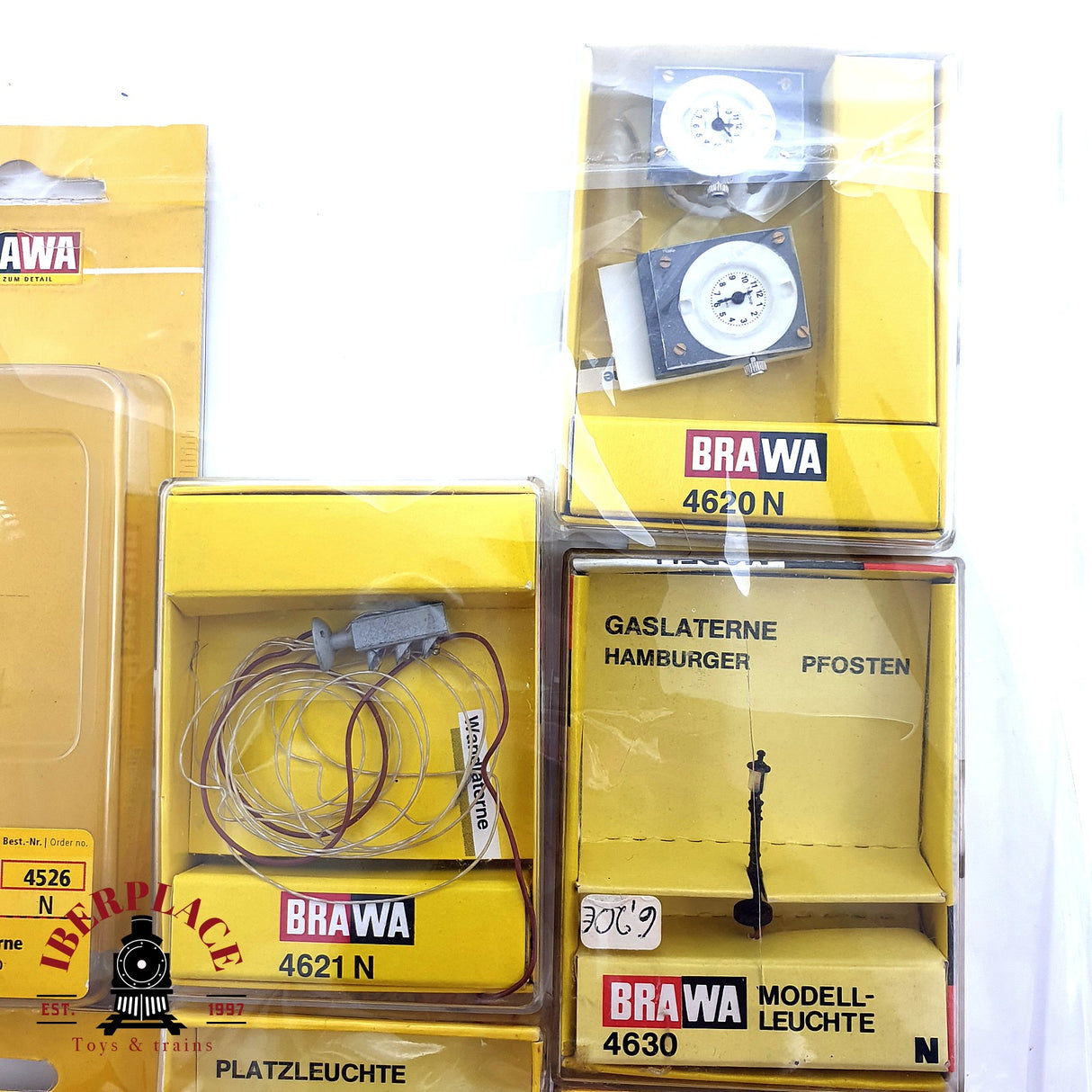 ♻️ 7x BRAWA Farolas de gas, Farolas de exterior, relojes N escala 1:160 E19