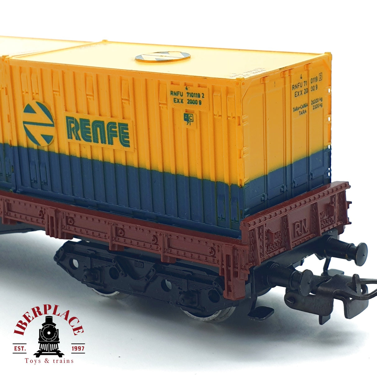 ♻️ Electrotren 5127 vagón Plataforma contenedores RENFE H0 escala 1:87 A27