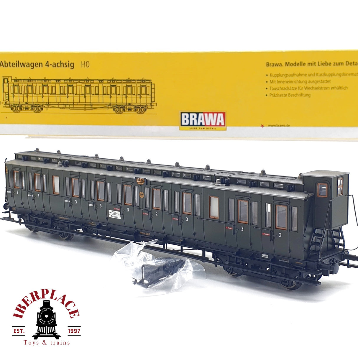 ♻️ DC BRAWA 45252 vagón pasajeros DRG 41 676 Ep II H0 escala 1:87 E21