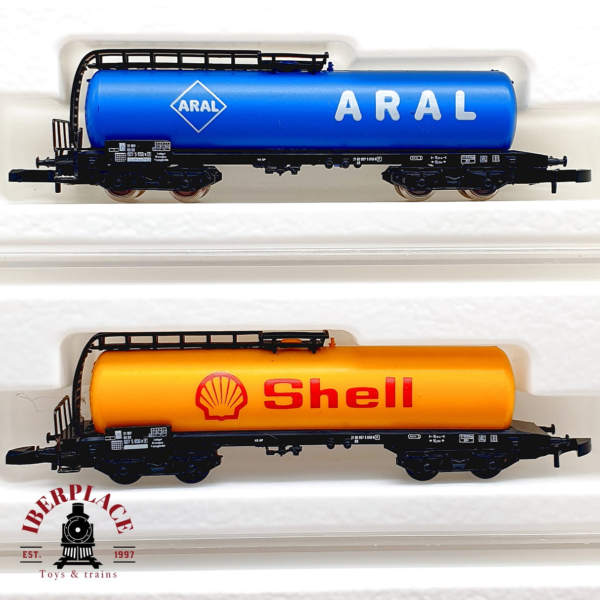 ♻️✨ Märklin 4x Vagones Cisternas Aral Shell Esso BP DB Mini Club Escala Z 1:220