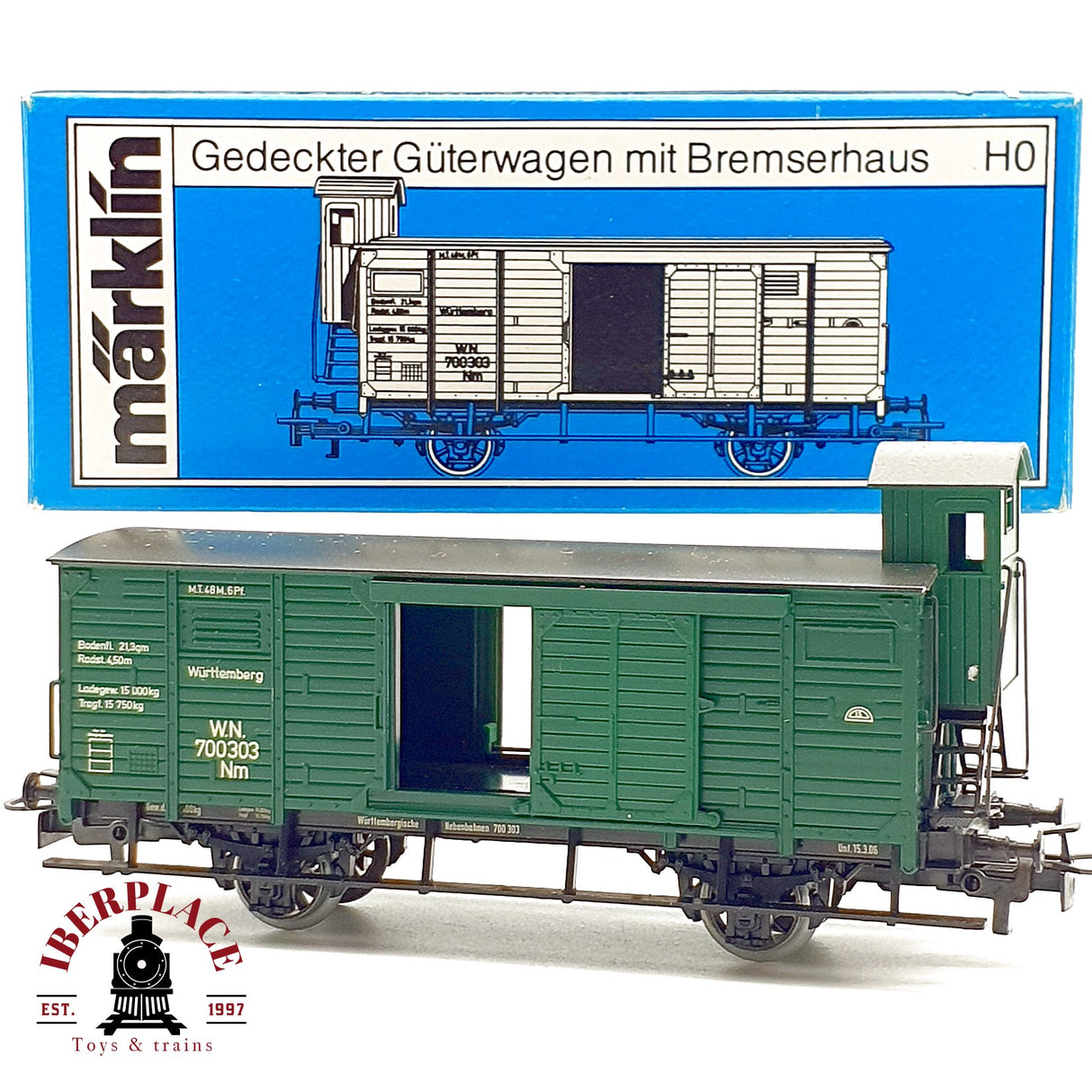 ♻️ Märklin 4679 Vagón Cerrado Garita Freno K.W.St.E. W.N. 700303 AC H0 Escala 1:87