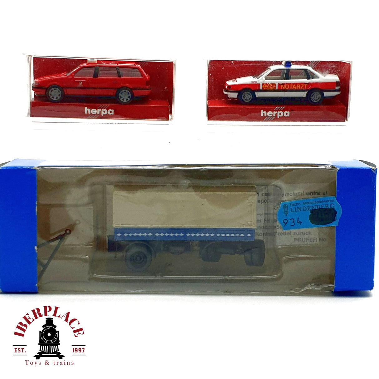♻️ 3x Roco Herpa coches Volkswagen emergencias y remolque H0 escala 1:87 E20