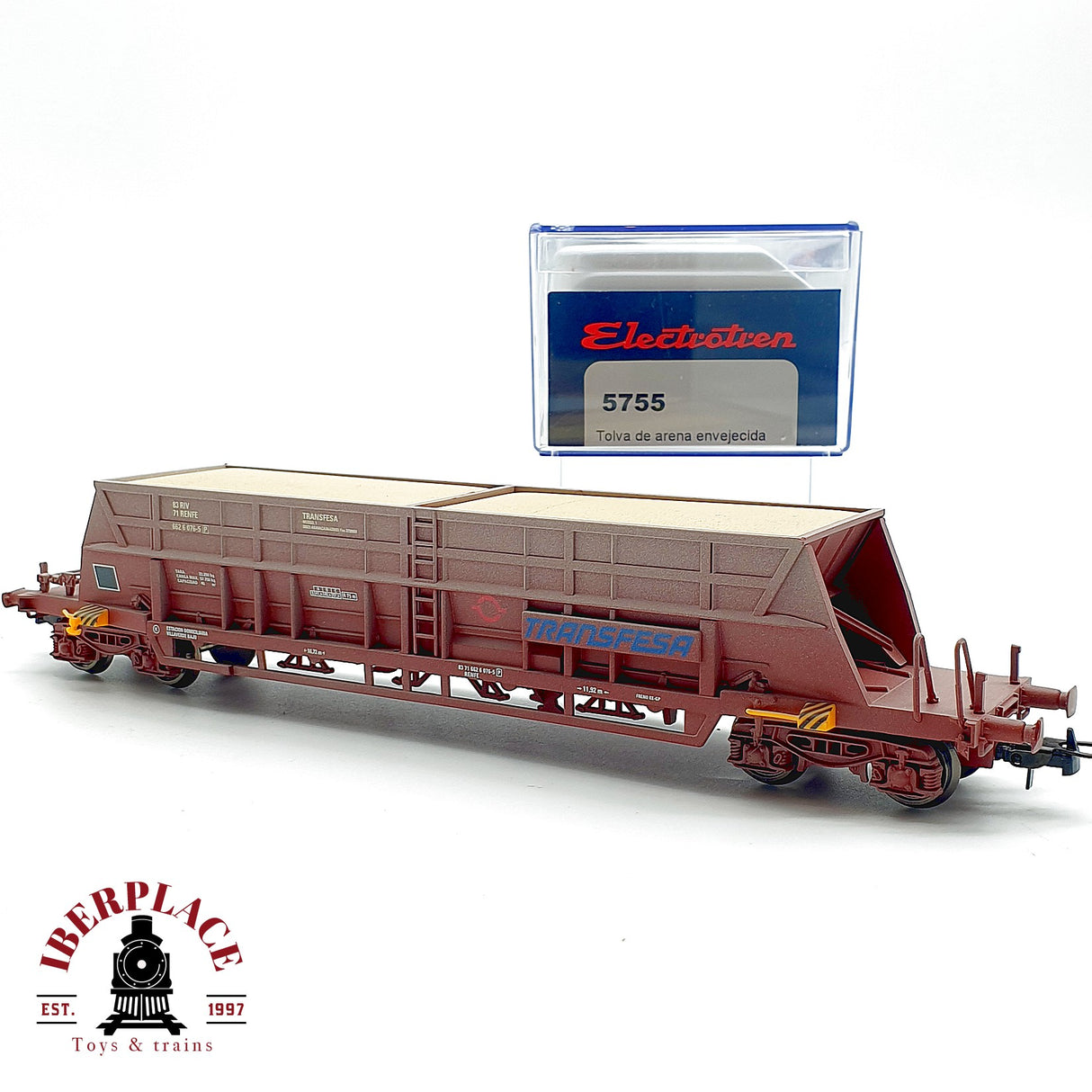 ♻️ Electrotren 5755 Vagon tolva de arena envejecida Transfesa RENFE Escala H0 1:87 DC