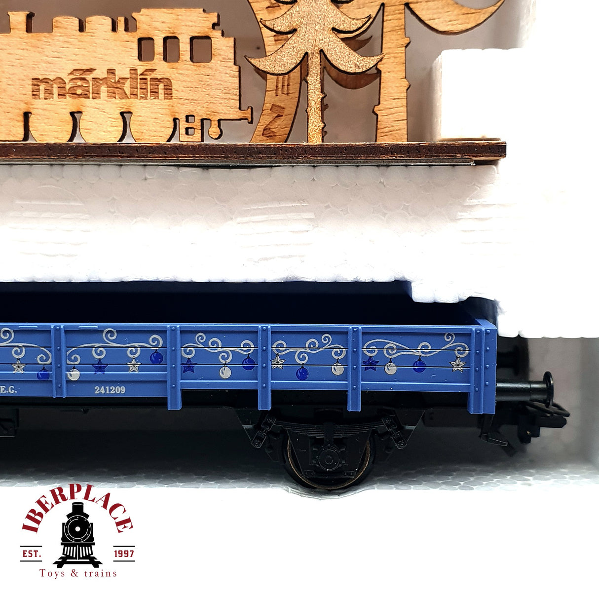 ♻️ Märklin 48409 vagón plataforma con escena navideña en madera H0 escala 1:87 E19