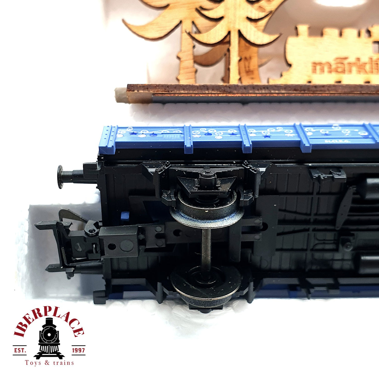 ♻️ Märklin 48409 vagón plataforma con escena navideña en madera H0 escala 1:87 E19