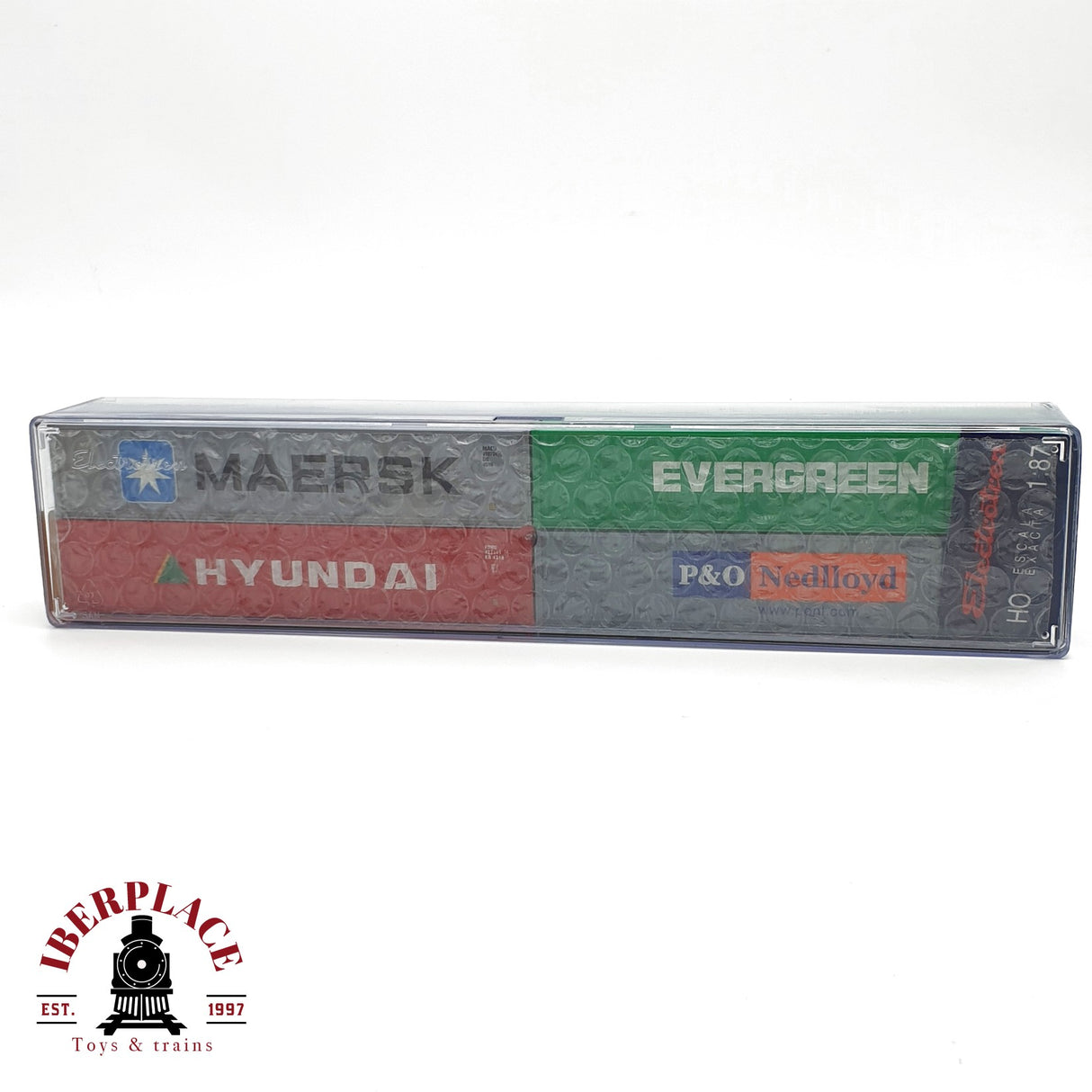 ♻️ Electrotren 0143 set de 4 contenedores internacional Maersk Evergreen Hyundai H0 escala 1:87 A27