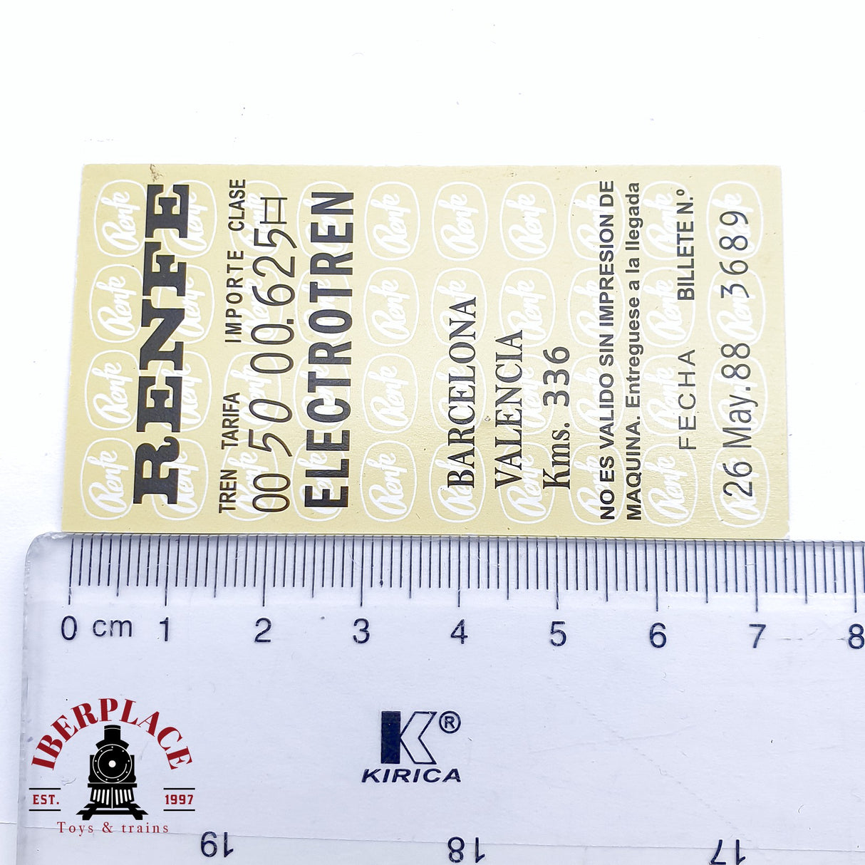 Billete de tren hecho para coleccionistas Barcelona - Valencia del 26 de mayo 1988