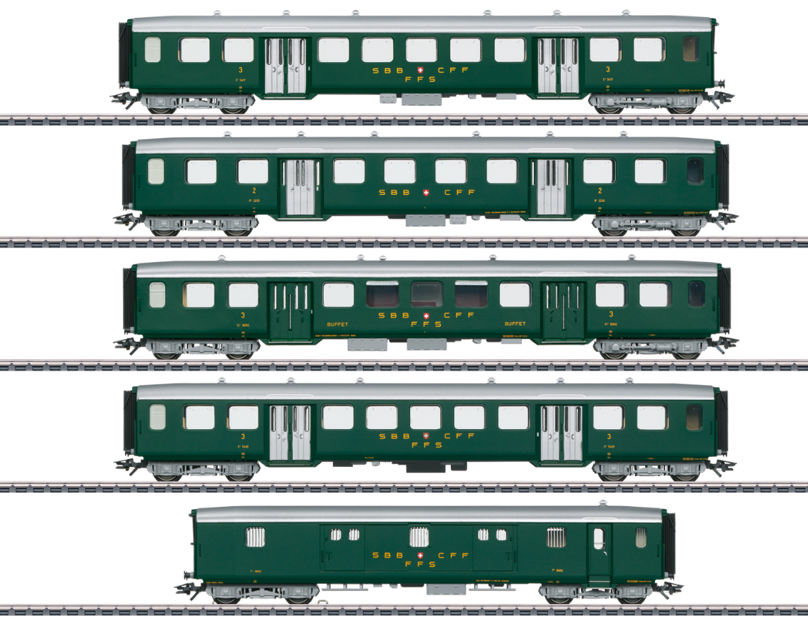 Märklin 43369 Set de vagones de acero ligero para la Ae 3/6 l H0 escala 1:87 ho 00