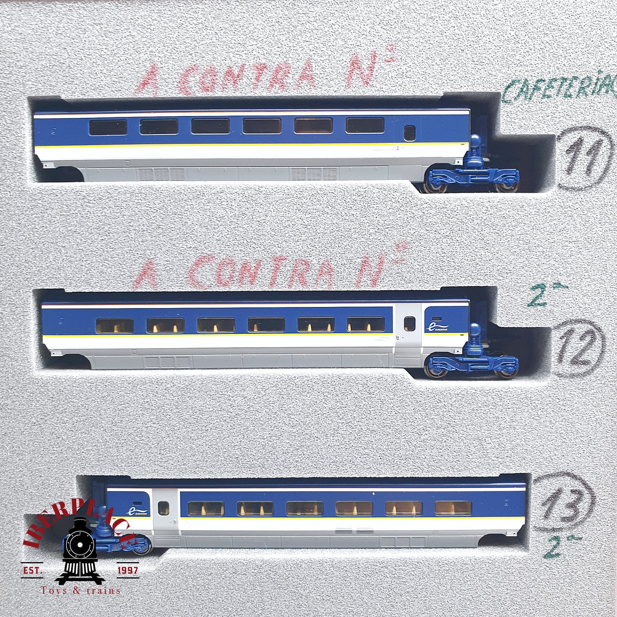 ♻️ Segunda mano - 3x KATO 10-1297 / 1298 Unidad eléctrica de tren EUROSTAR e300 composición 16 Teiligs N escala 1:160