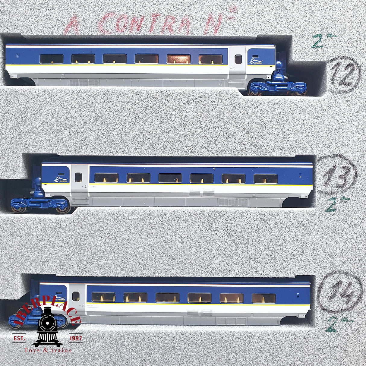 ♻️ Segunda mano - 3x KATO 10-1297 / 1298 Unidad eléctrica de tren EUROSTAR e300 composición 16 Teiligs N escala 1:160