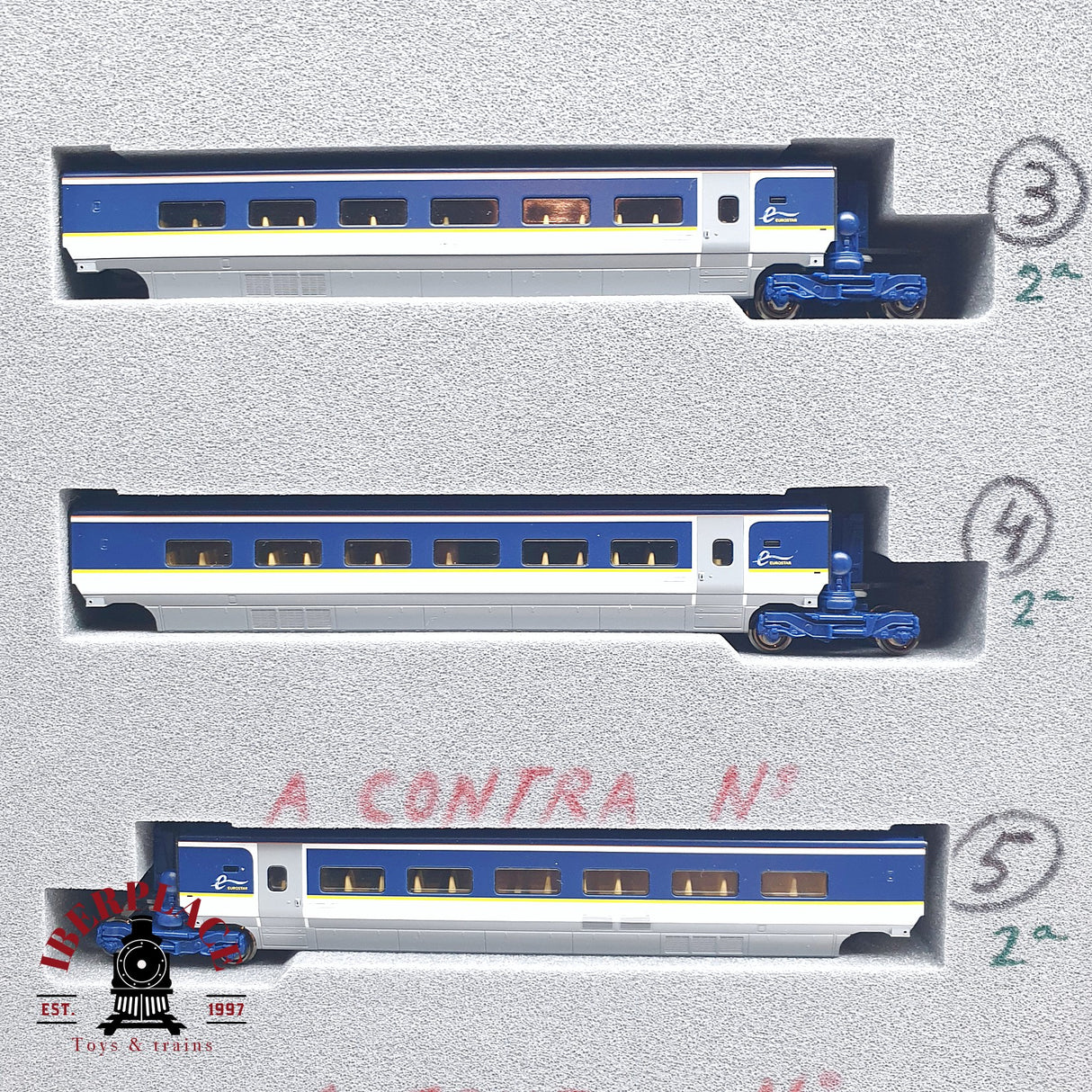 ♻️ Segunda mano - 3x KATO 10-1297 / 1298 Unidad eléctrica de tren EUROSTAR e300 composición 16 Teiligs N escala 1:160