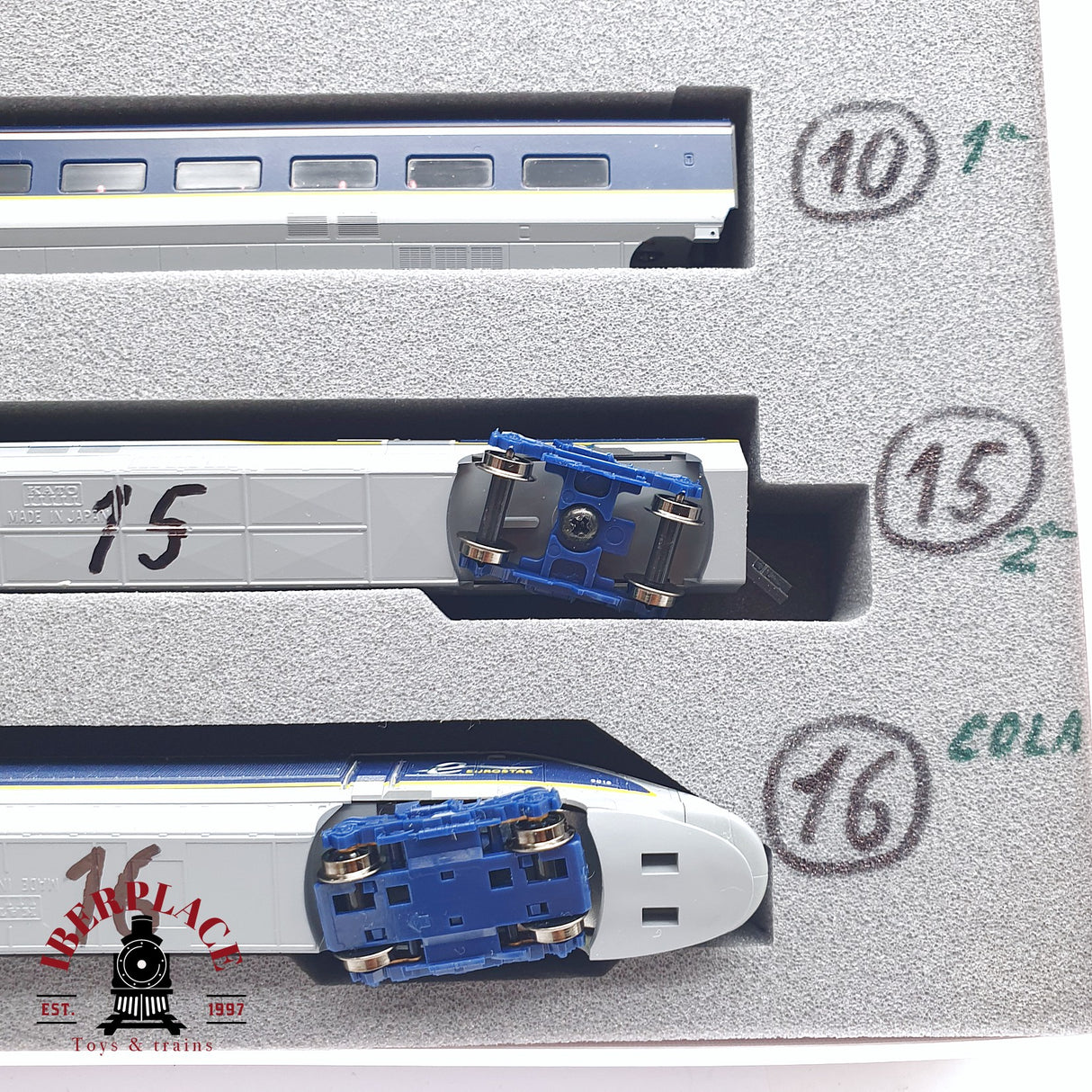 ♻️ Segunda mano - 3x KATO 10-1297 / 1298 Unidad eléctrica de tren EUROSTAR e300 composición 16 Teiligs N escala 1:160