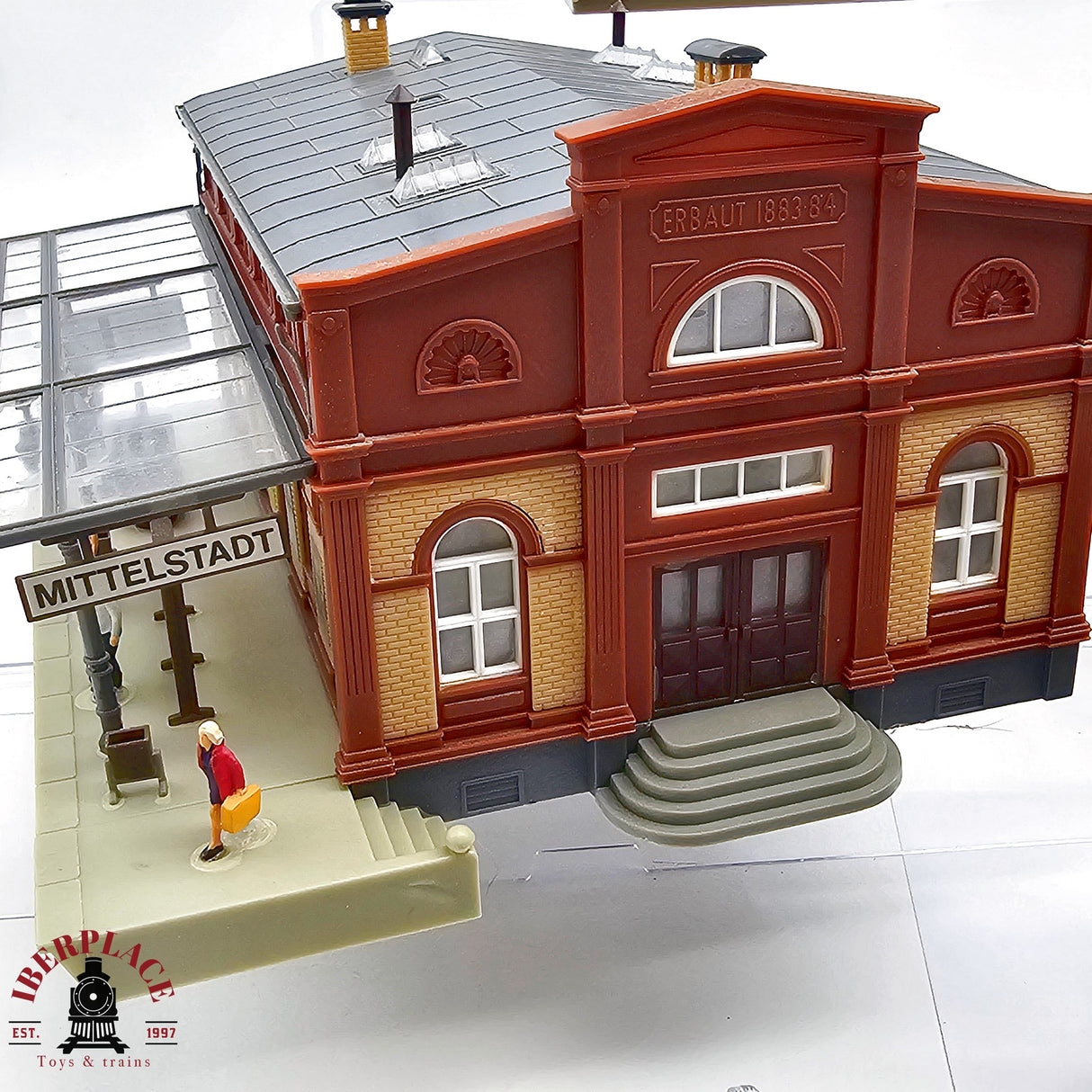 ♻️ 2da mano - FALLER estación de tren Mittelstadt con plataformas y figuras H0 escala 1:87 A11
