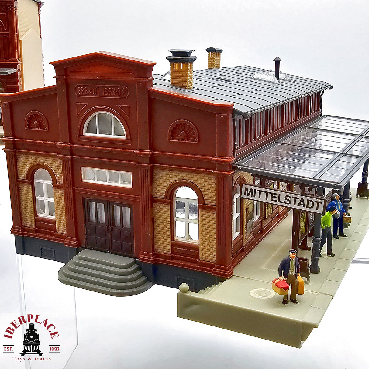 ♻️ 2da mano - FALLER estación de tren Mittelstadt con plataformas y figuras H0 escala 1:87 A11