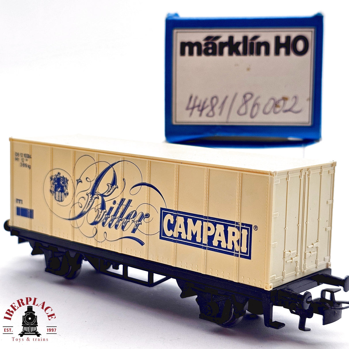 ♻️ 2da mano - Märklin 4481 vagón contenedor Campari DB H0 escala 1:87 EH011