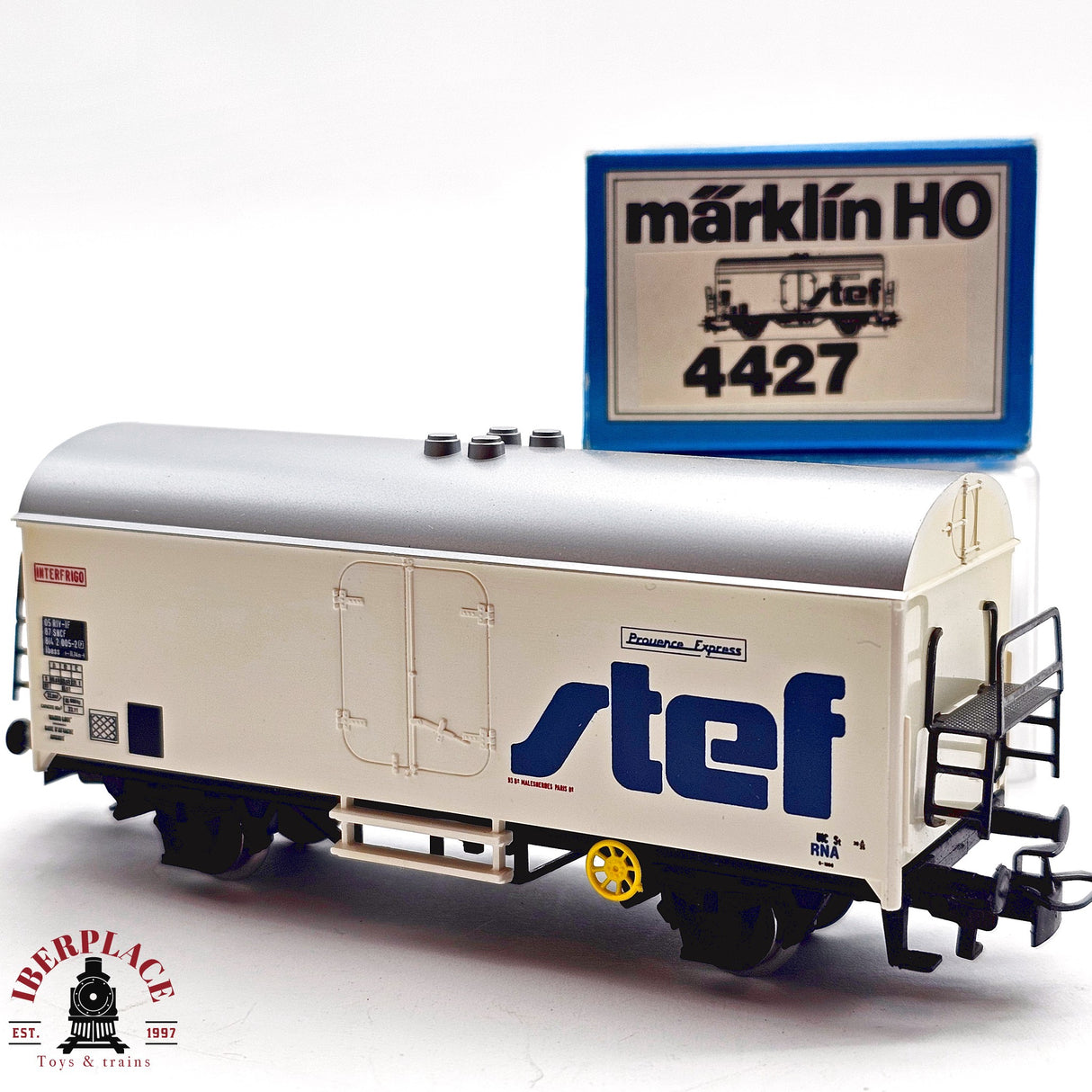 ♻️ 2da mano - Märklin 4427 vagón cerrado Stef interfrigo SNCF H0 escala 1:87 EH011