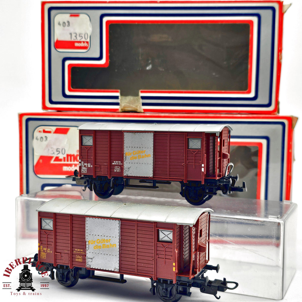 ♻️ 2da mano - DC Lima 2x vagones mercancias SBB CFF H0 escala 1:87 EH011