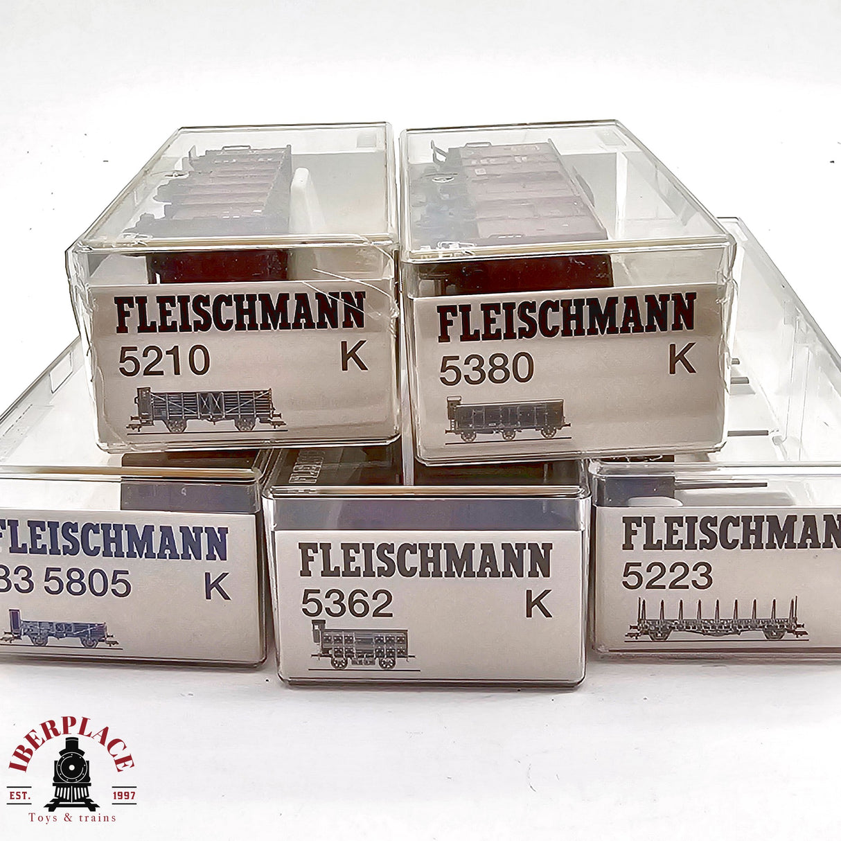♻️ 2da mano - DC Fleischmann 5x vagones mercancias DR H0 escala 1:87 E12