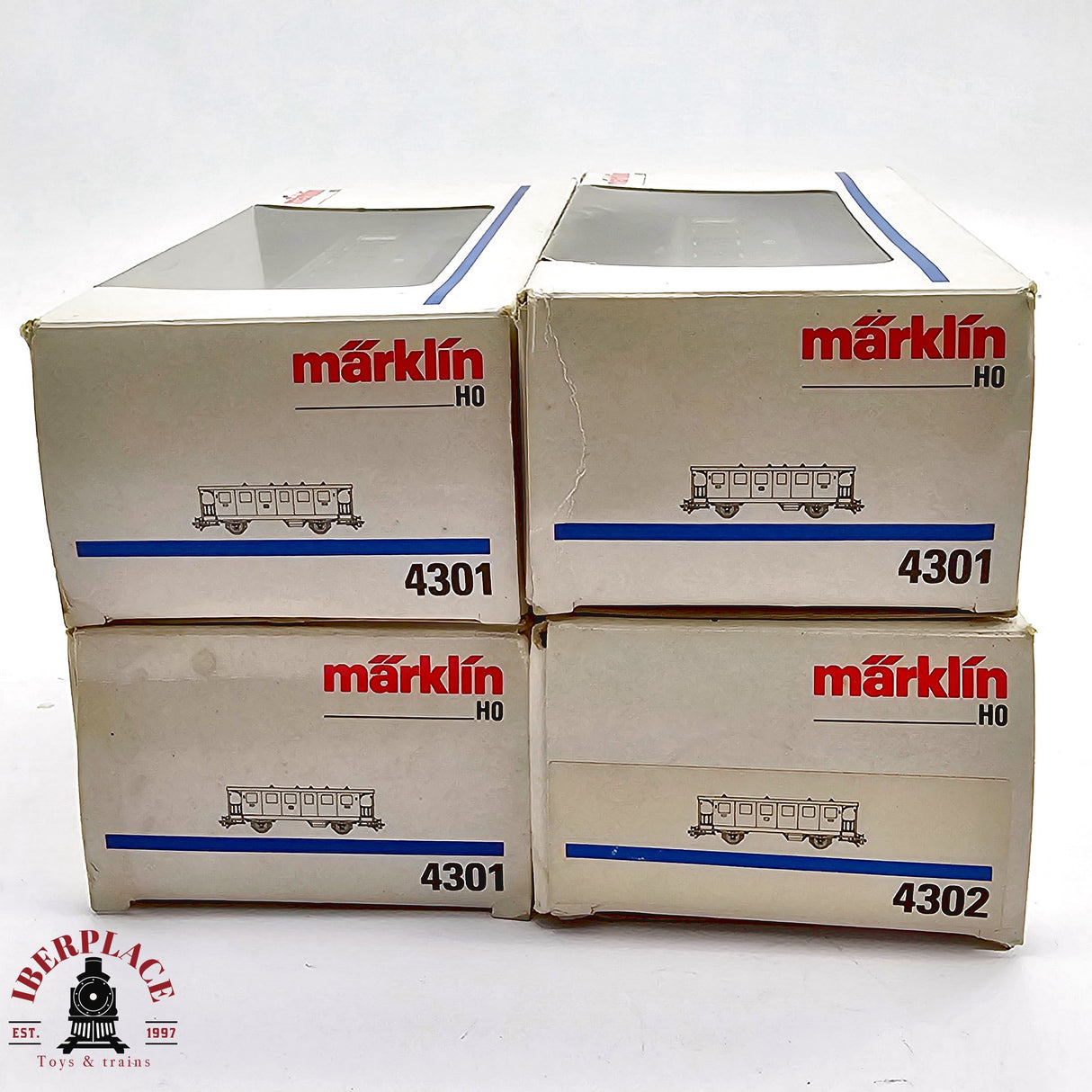 ♻️ 2da mano - Märklin 4x 4301 4302 vagones pasajeros DB H0 escala 1:87 E12
