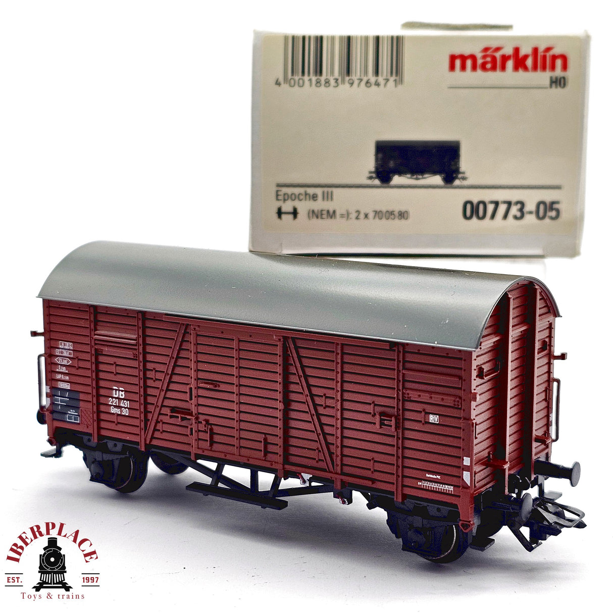 ♻️ 2da mano - Märklin 00773-05 vagón cerrado DB 221 H0 escala 1:87 E12