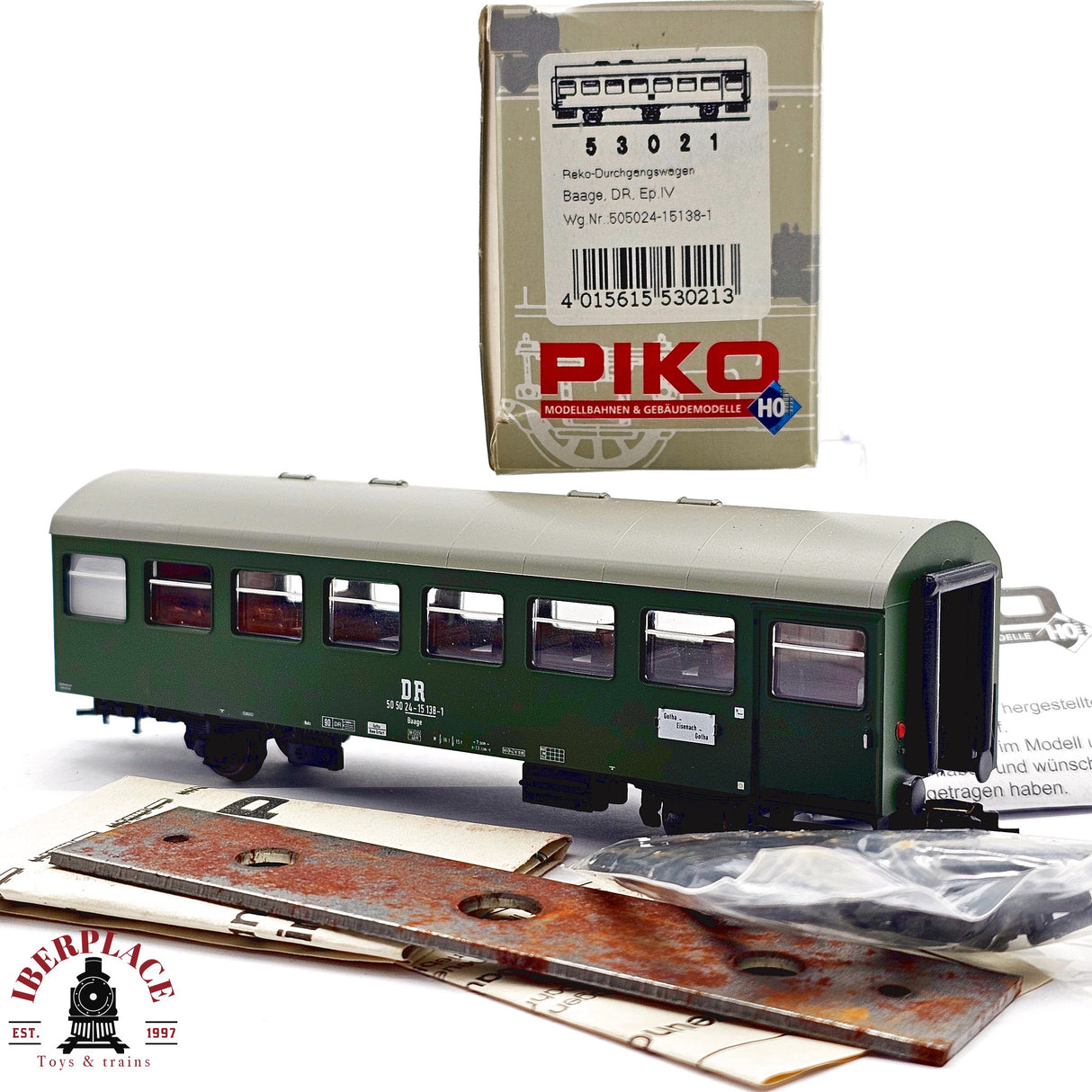 ♻️ 2da mano - DC PIKO 53021 vagón pasajeros DR Ep IV H0 escala 1:87 E12