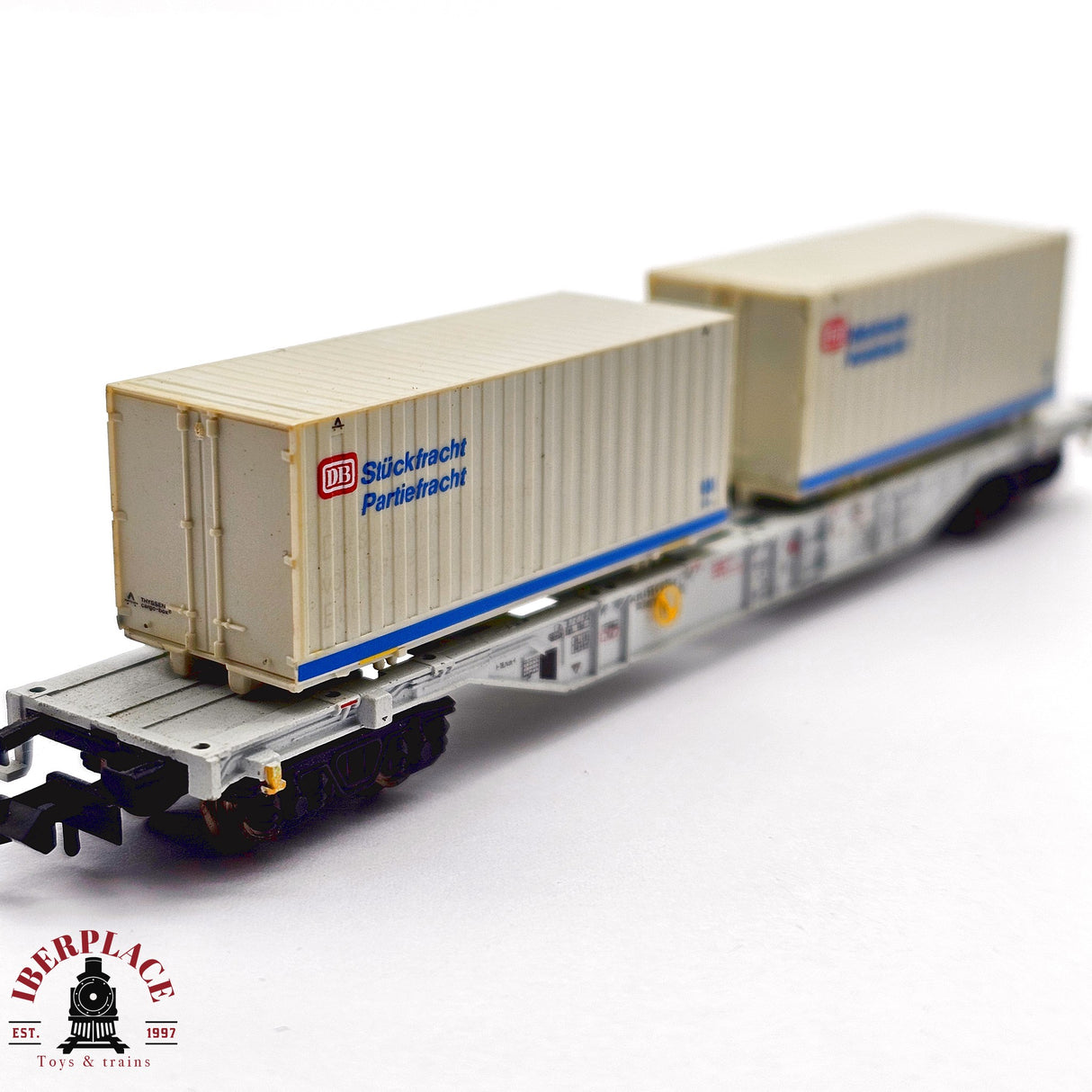 ♻️ 2da mano - Minitrix 13823K vagón contenedores Stückfracht Partiefracht DB N escala 1:160 E13