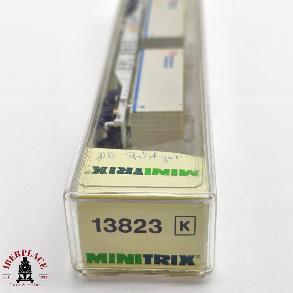 ♻️ 2da mano - Minitrix 13823K vagón contenedores Stückfracht Partiefracht DB N escala 1:160 E13