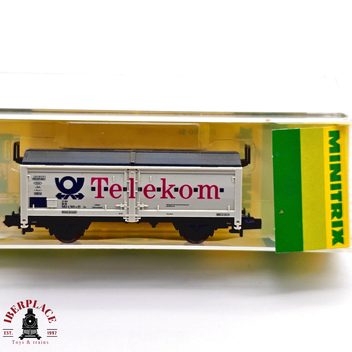 ♻️ 2da mano - Minitrix 70151K vagón cerrado Telekom DB N escala 1:160 E13x
