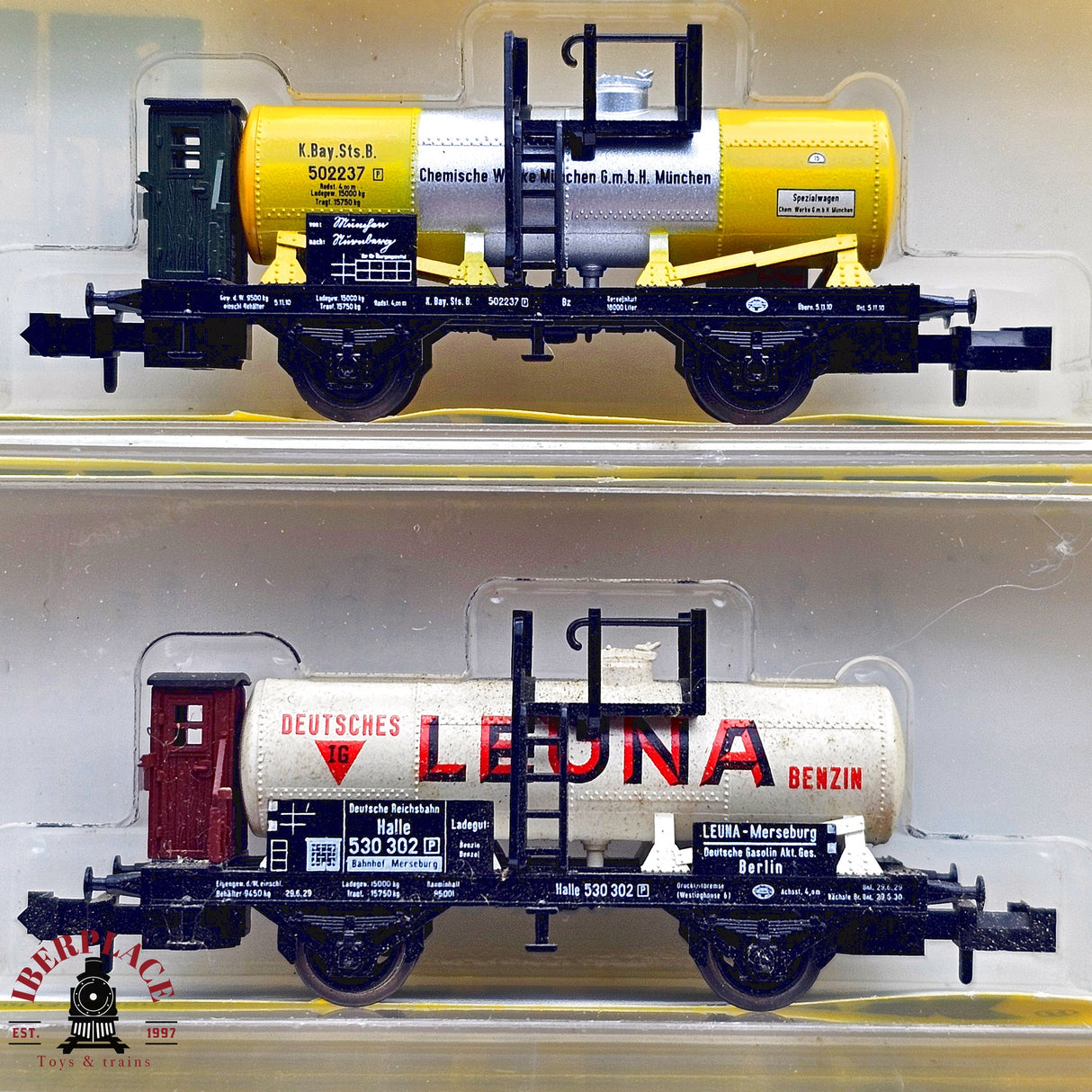 ♻️ 2da mano - Minitrix 3x vagones cisterna Leona DR K.Bay.Sts.B N escala 1:160 E13