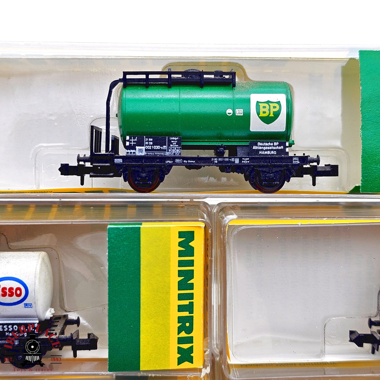 ♻️ 2da mano - Minitrix 7x vagones cisterna Esso Aral BP Elf N escala 1:160 E13